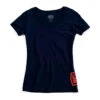 100% Fioki - Dames T-shirt - V-hals - Navy - Blauw/Oranje -Fiets Bevordering HU TEE 0507 26 1